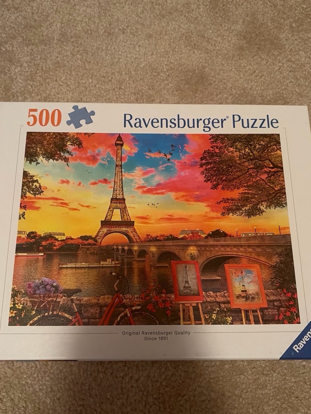 Ravensburger Puzzle - Vibrant Orange, Blue, Pink Eiffel Tower Scene